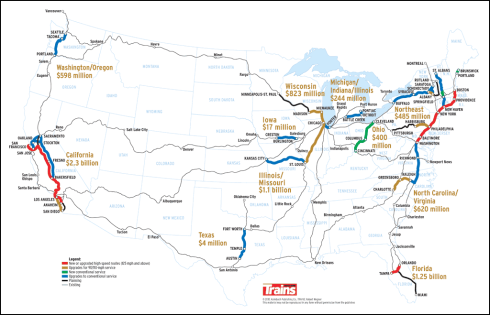 High Speed Rail Map Projects and Funding: Trains Magazine