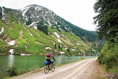 Cyclist On Great Divide Bike Trail Cyclist On Great Divide Bike Trail