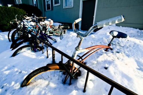 Snow Covered Bikes